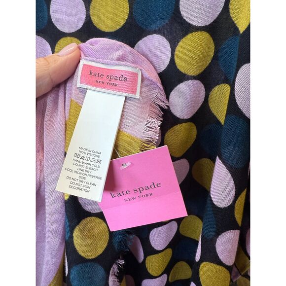 Kate Spade Dance Floor Polka Dot Scarf Women's Size 1 Hot Springs Print New - Picture 5 of 5